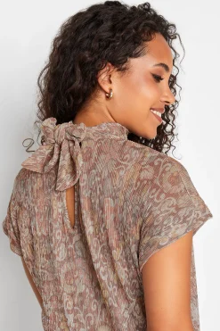 M&Co Womens M&Co Brown Paisley Print Glitter Blouse