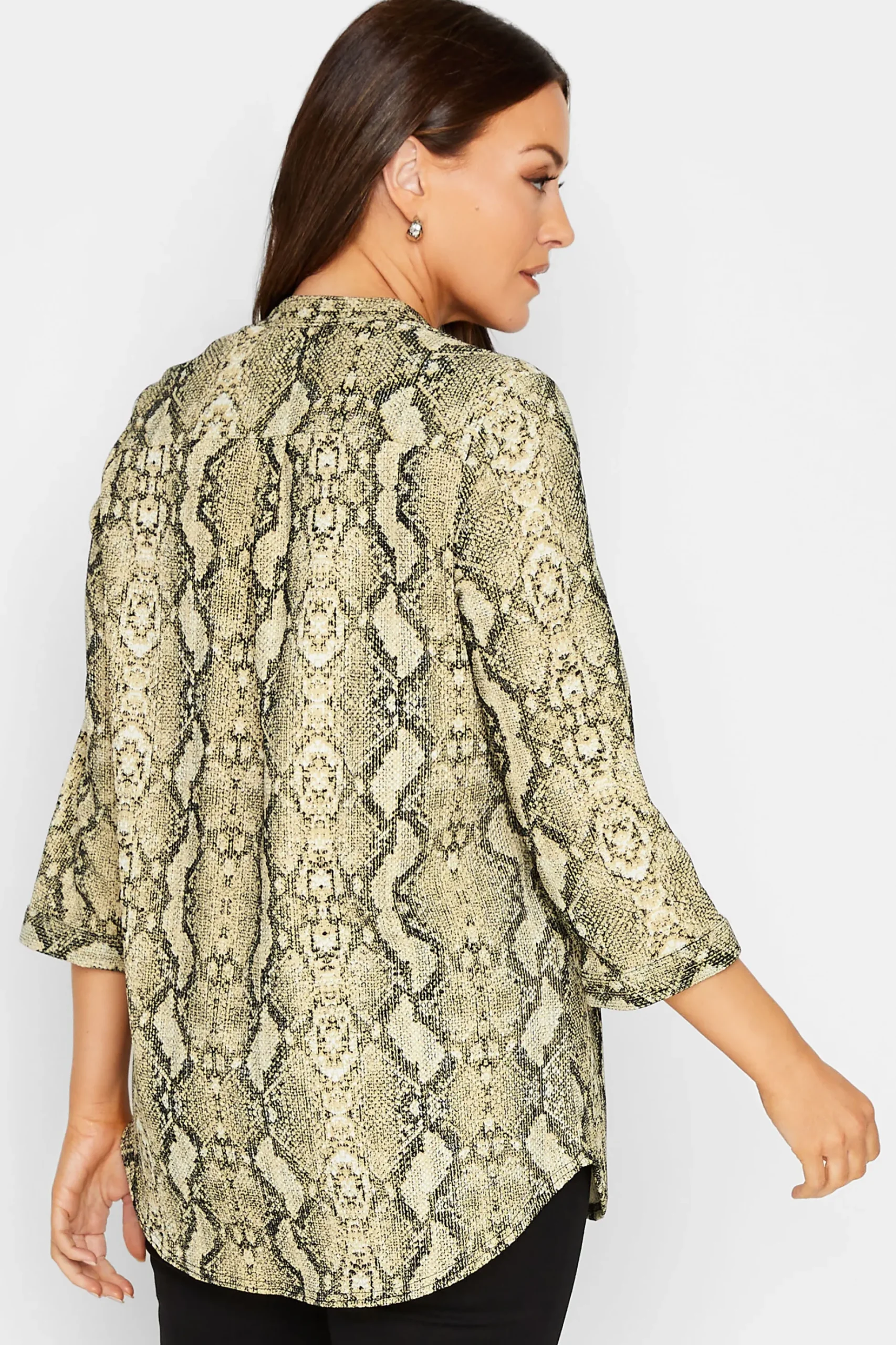 M&Co Womens M&Co Brown Snake Print Half Placket Shirt