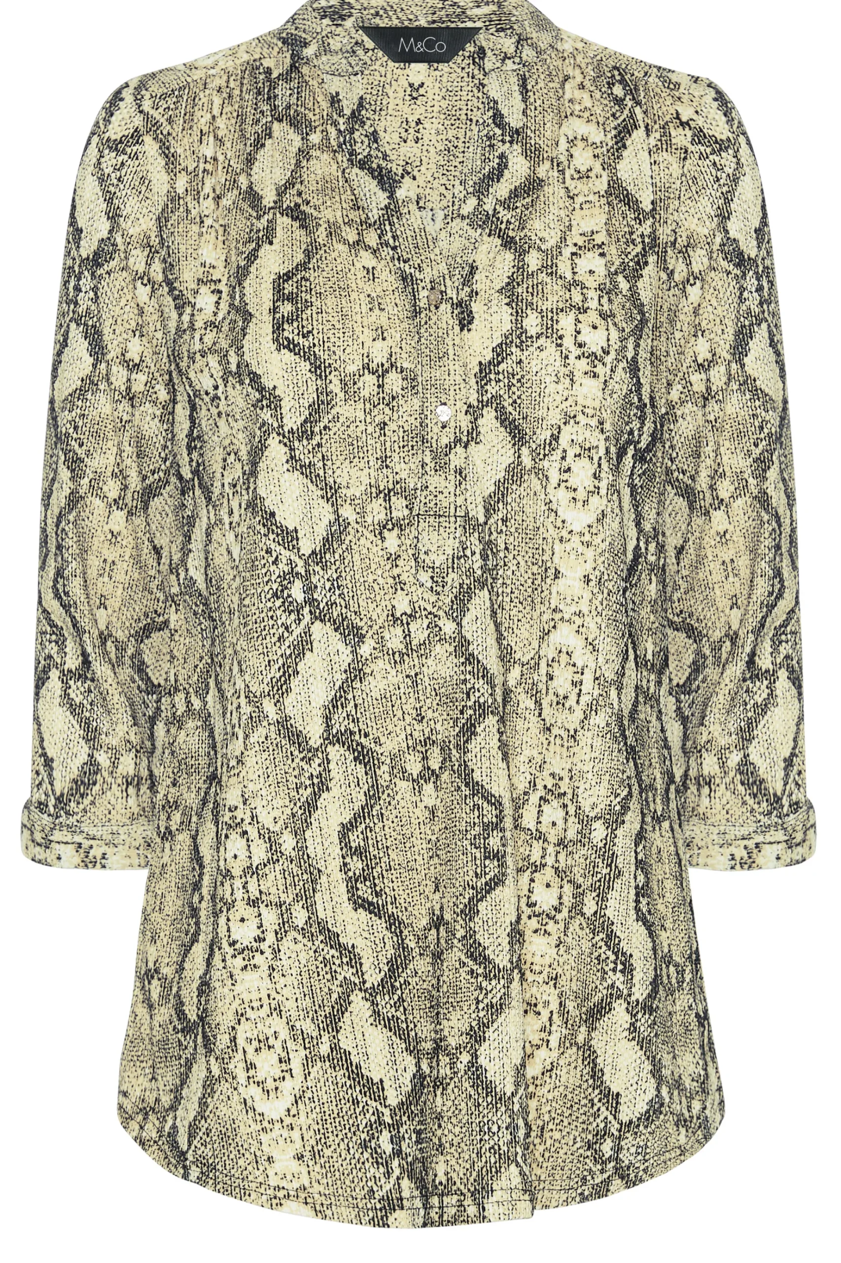 M&Co Womens M&Co Brown Snake Print Half Placket Shirt