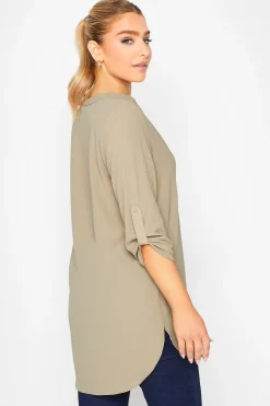 M&Co Womens M&Co Brown Statement Button Tab Sleeve Shirt