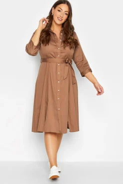 M&Co Womens M&Co Brown Tie Waist Shirt Dress