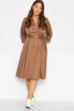 M&Co Womens M&Co Brown Tie Waist Shirt Dress