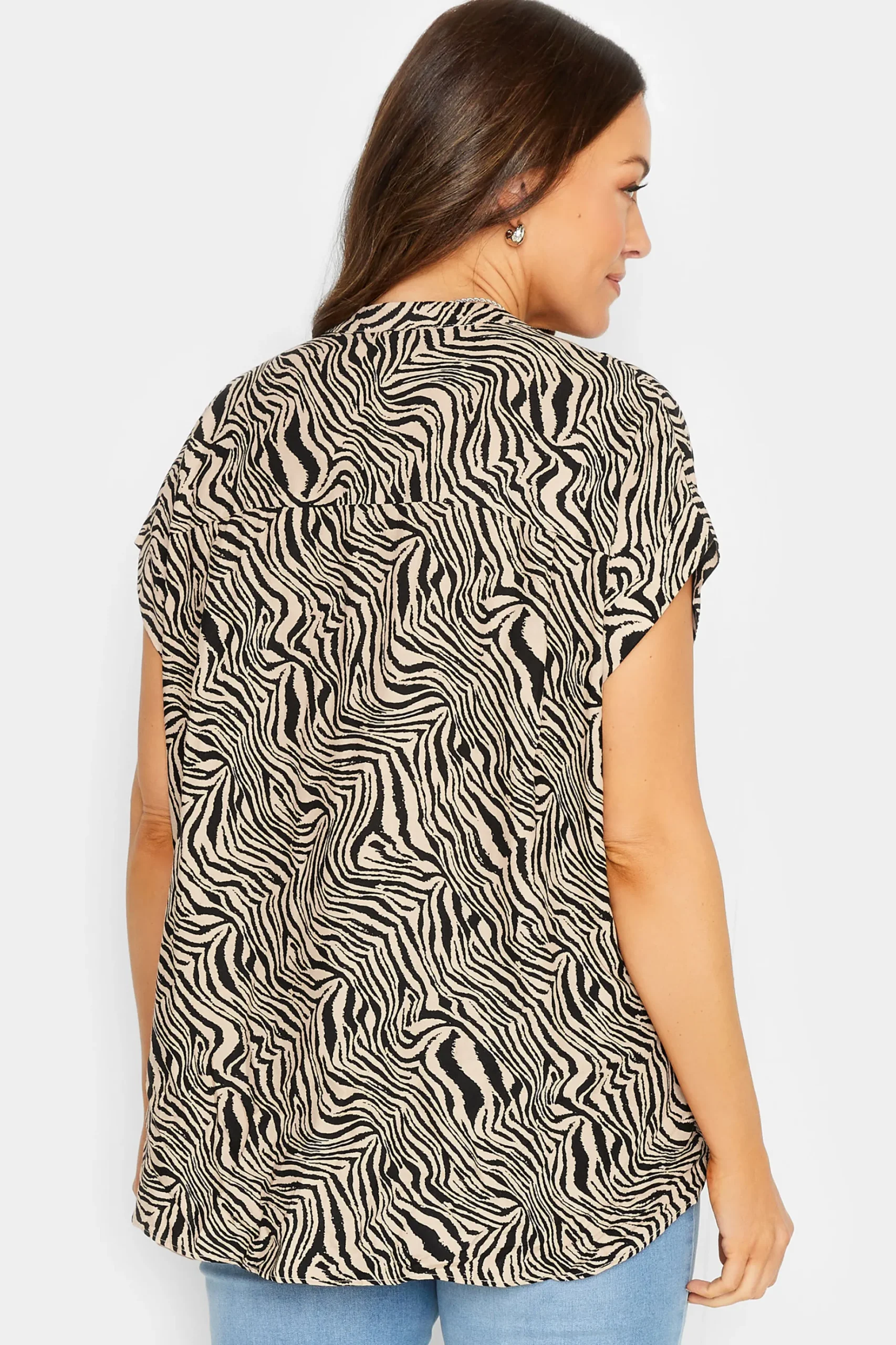 M&Co Womens M&Co Brown Zebra Print Shirt