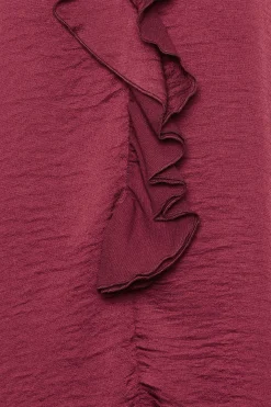 M&Co Womens M&Co Burgundy Red Frill Satin Blouse