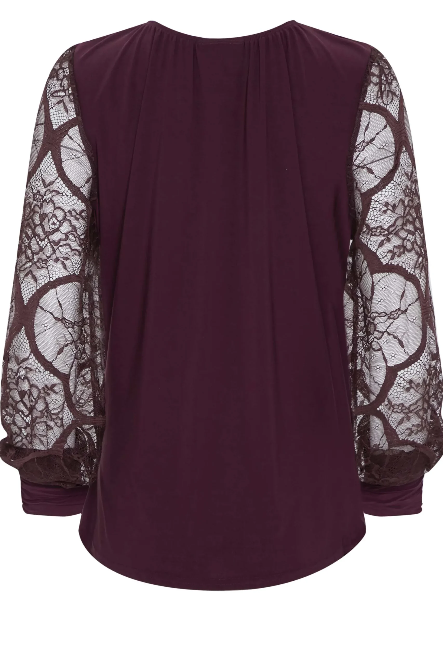 M&Co Womens M&Co Burgundy Red Lace Long Sleeve Top