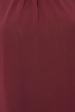 M&Co Womens M&Co Burgundy Red High Neck Frill Sleeve Blouse