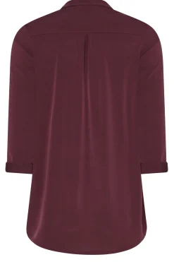M&Co Womens M&Co Burgundy Red Half Placket Blouse