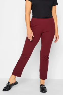 M&Co Womens M&Co Burgundy Red Stretch Tapered Trousers