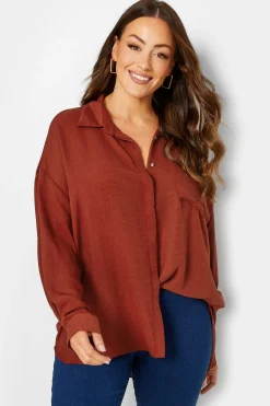M&Co Womens M&Co Burnt Orange Button Through Pocket Shirt