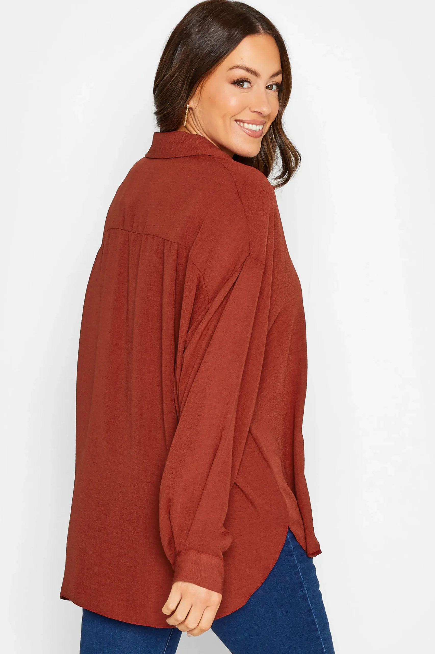 M&Co Womens M&Co Burnt Orange Button Through Pocket Shirt