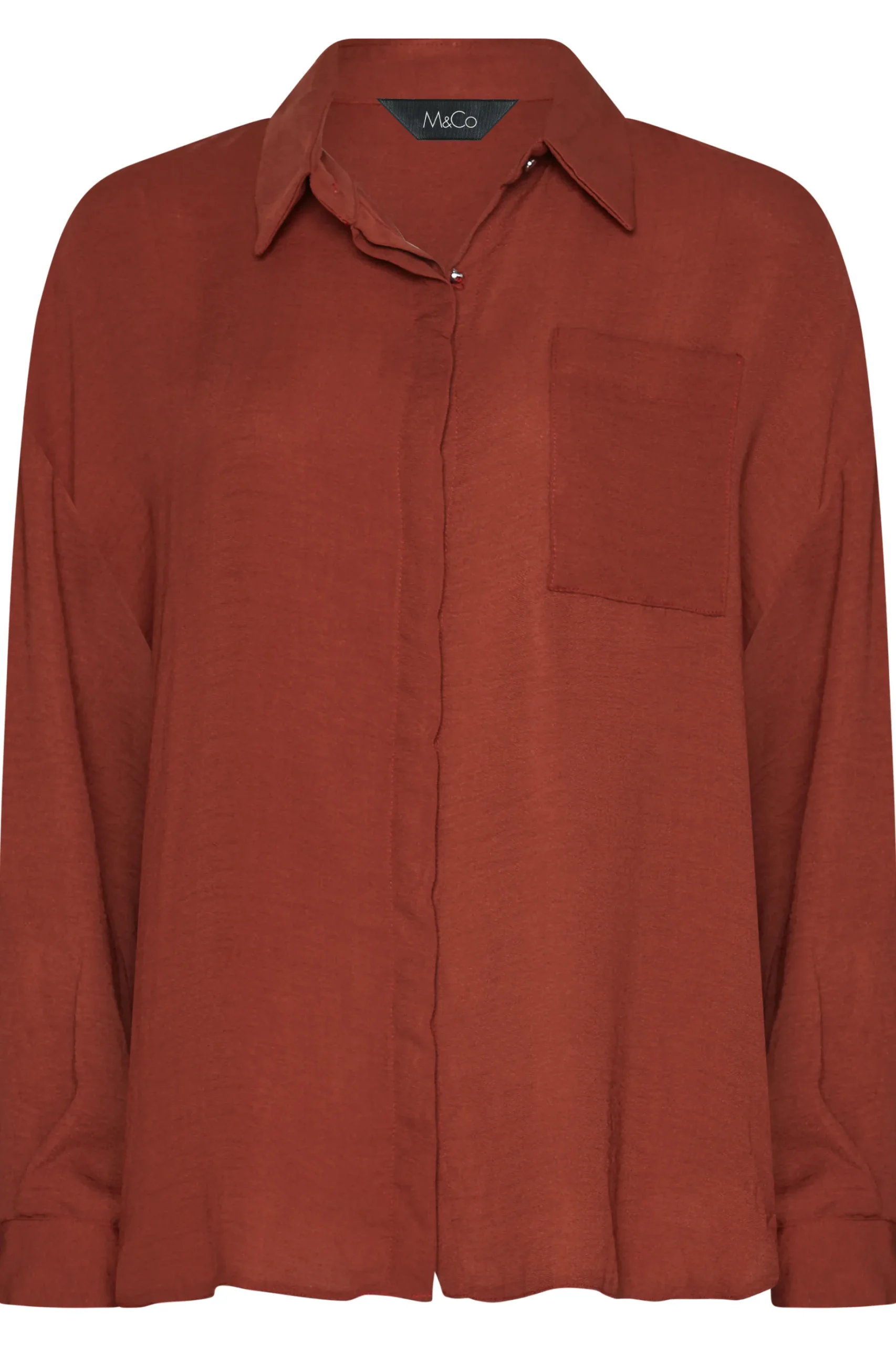 M&Co Womens M&Co Burnt Orange Button Through Pocket Shirt
