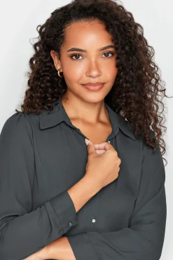 M&Co Womens M&Co Charcoal Grey Tie Back Tunic Shirt