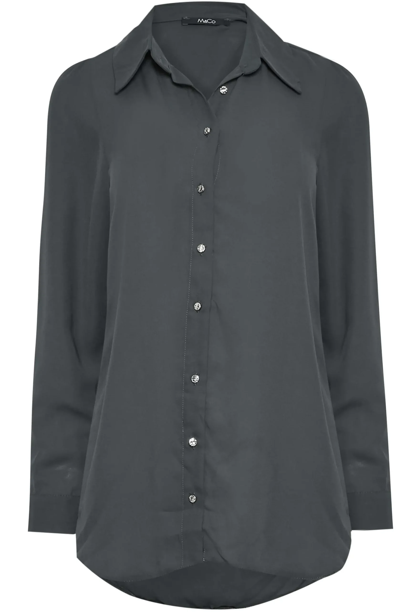 M&Co Womens M&Co Charcoal Grey Tie Back Tunic Shirt