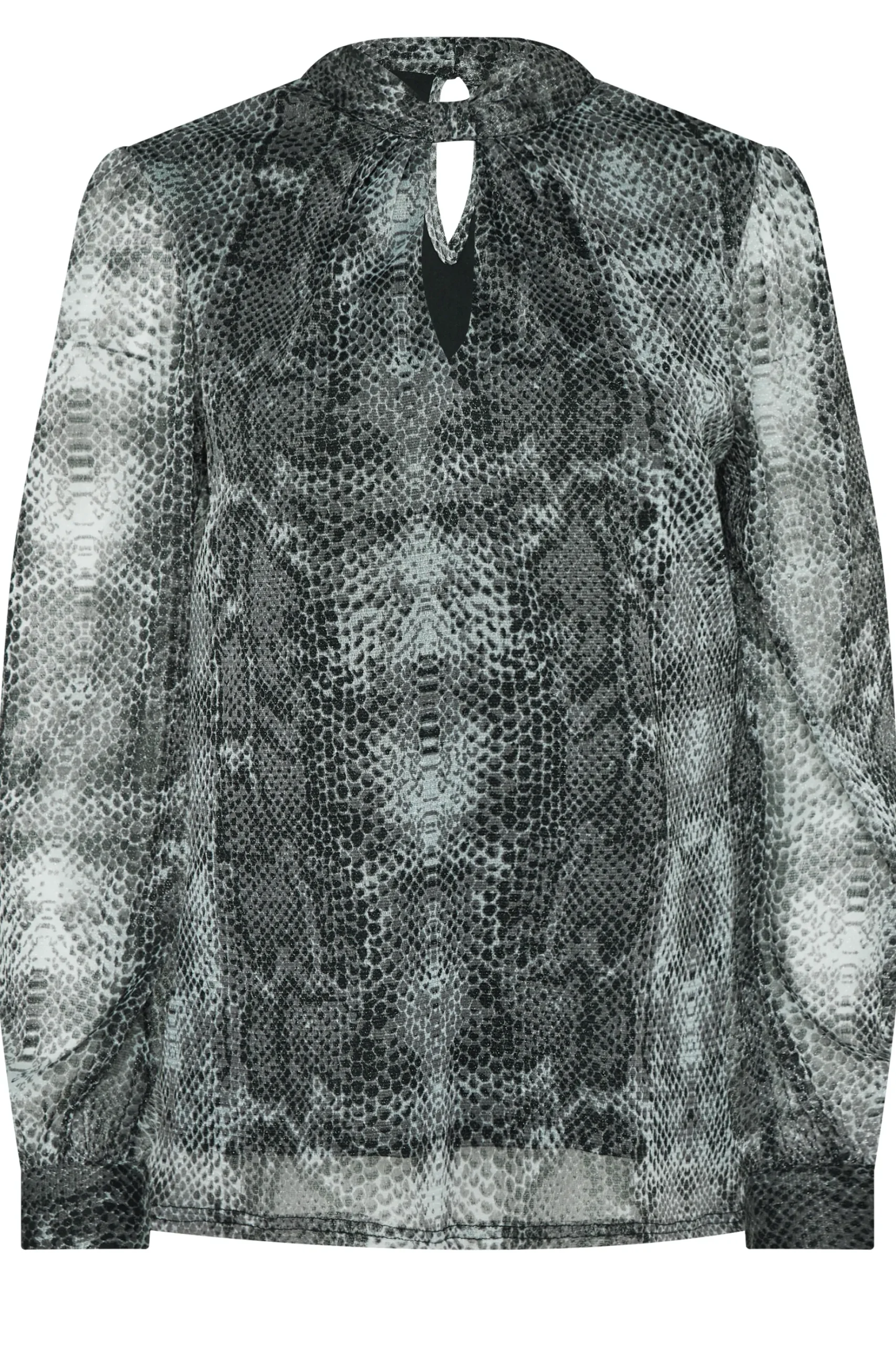 M&Co Womens M&Co Charcoal Grey Snake Print Keyhole Blouse