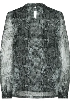 M&Co Womens M&Co Charcoal Grey Snake Print Keyhole Blouse