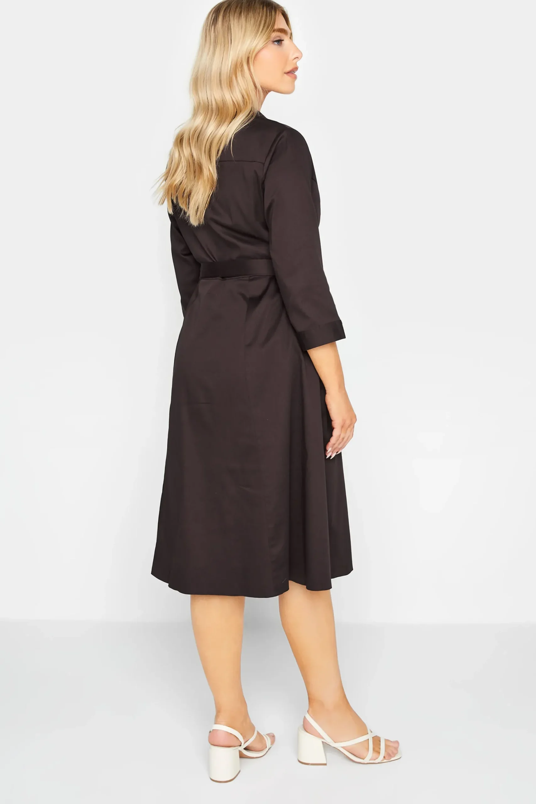 M&Co Womens M&Co Chocolate Brown Tie Waist Shirt Dress