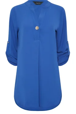 M&Co Womens M&Co Cobalt Blue Statement Button Tab Sleeve Shirt