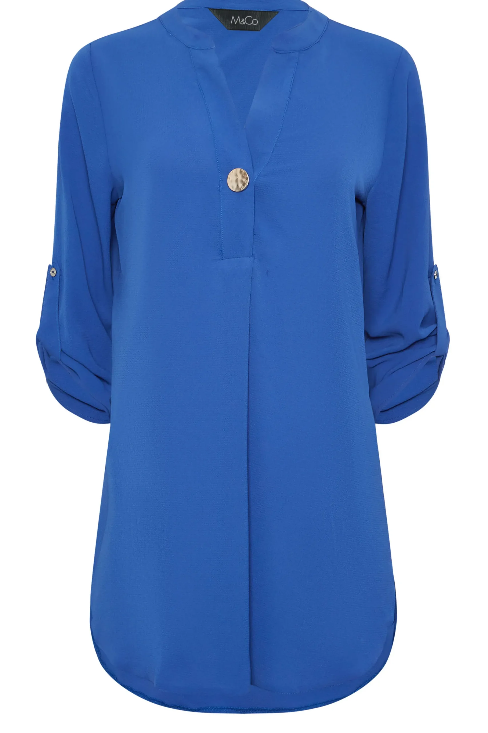 M&Co Womens M&Co Cobalt Blue Statement Button Tab Sleeve Shirt