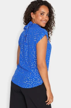 M&Co Womens M&Co Cobalt Blue Spot Print Blouse