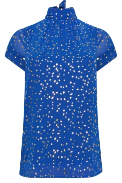 M&Co Womens M&Co Cobalt Blue Spot Print Blouse