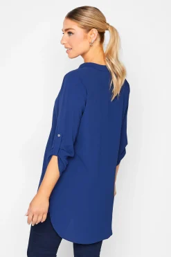 M&Co Womens M&Co Cobalt Blue Long Sleeve Button Blouse