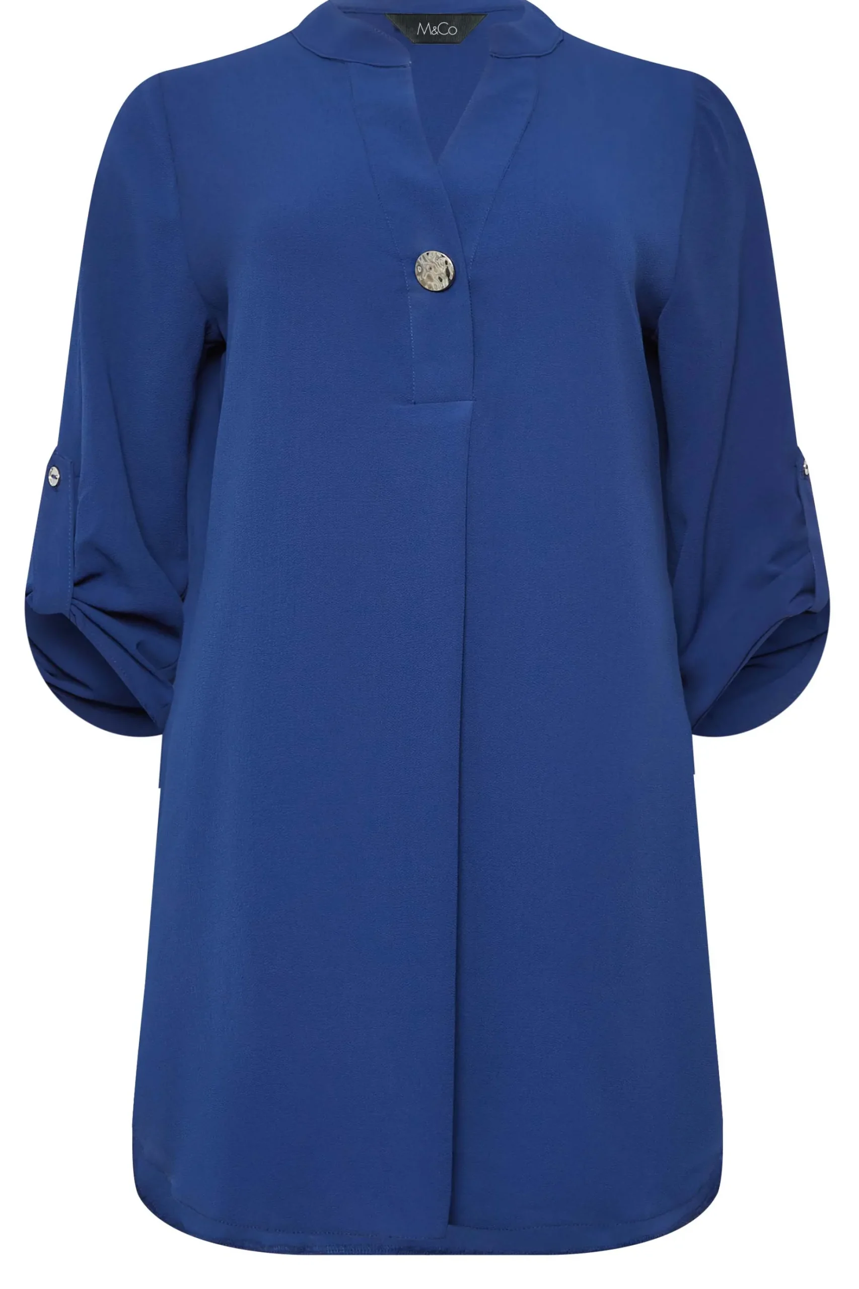 M&Co Womens M&Co Cobalt Blue Long Sleeve Button Blouse
