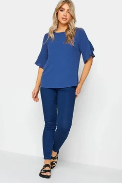 M&Co Womens M&Co Cobalt Blue Frill Sleeve Blouse