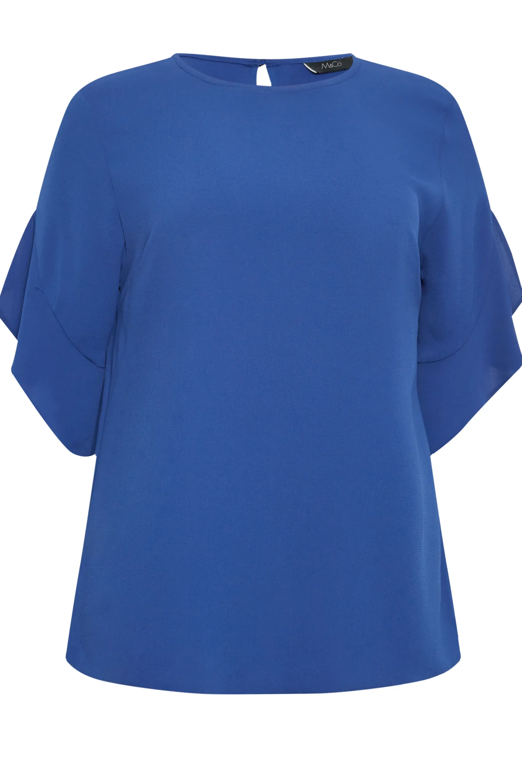 M&Co Womens M&Co Cobalt Blue Frill Sleeve Blouse