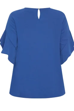 M&Co Womens M&Co Cobalt Blue Frill Sleeve Blouse