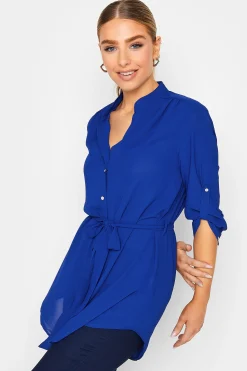 M&Co Womens M&Co Cobalt Blue Tie Waist Blouse
