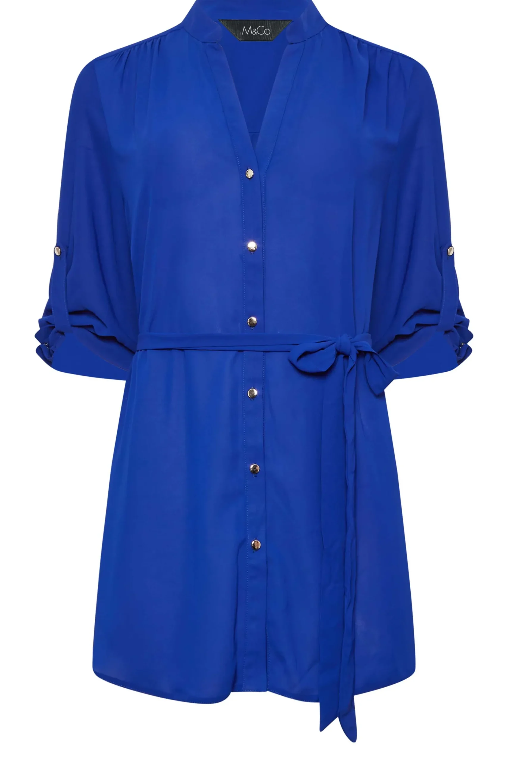 M&Co Womens M&Co Cobalt Blue Tie Waist Blouse