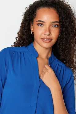 M&Co Womens M&Co Cobalt Blue Tab Sleeve Blouse
