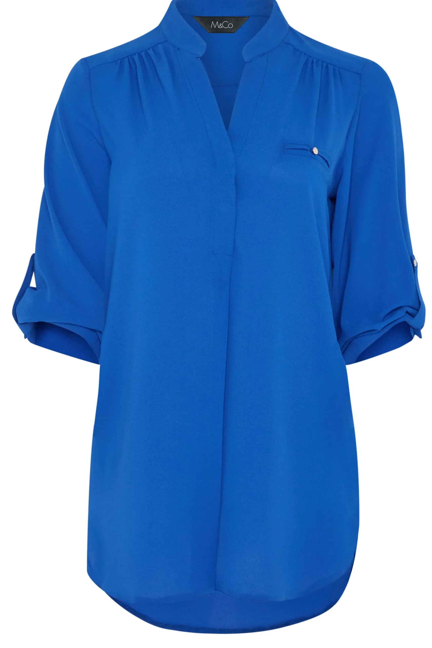 M&Co Womens M&Co Cobalt Blue Tab Sleeve Blouse