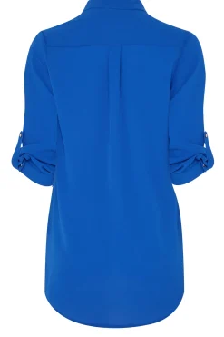 M&Co Womens M&Co Cobalt Blue Tab Sleeve Blouse