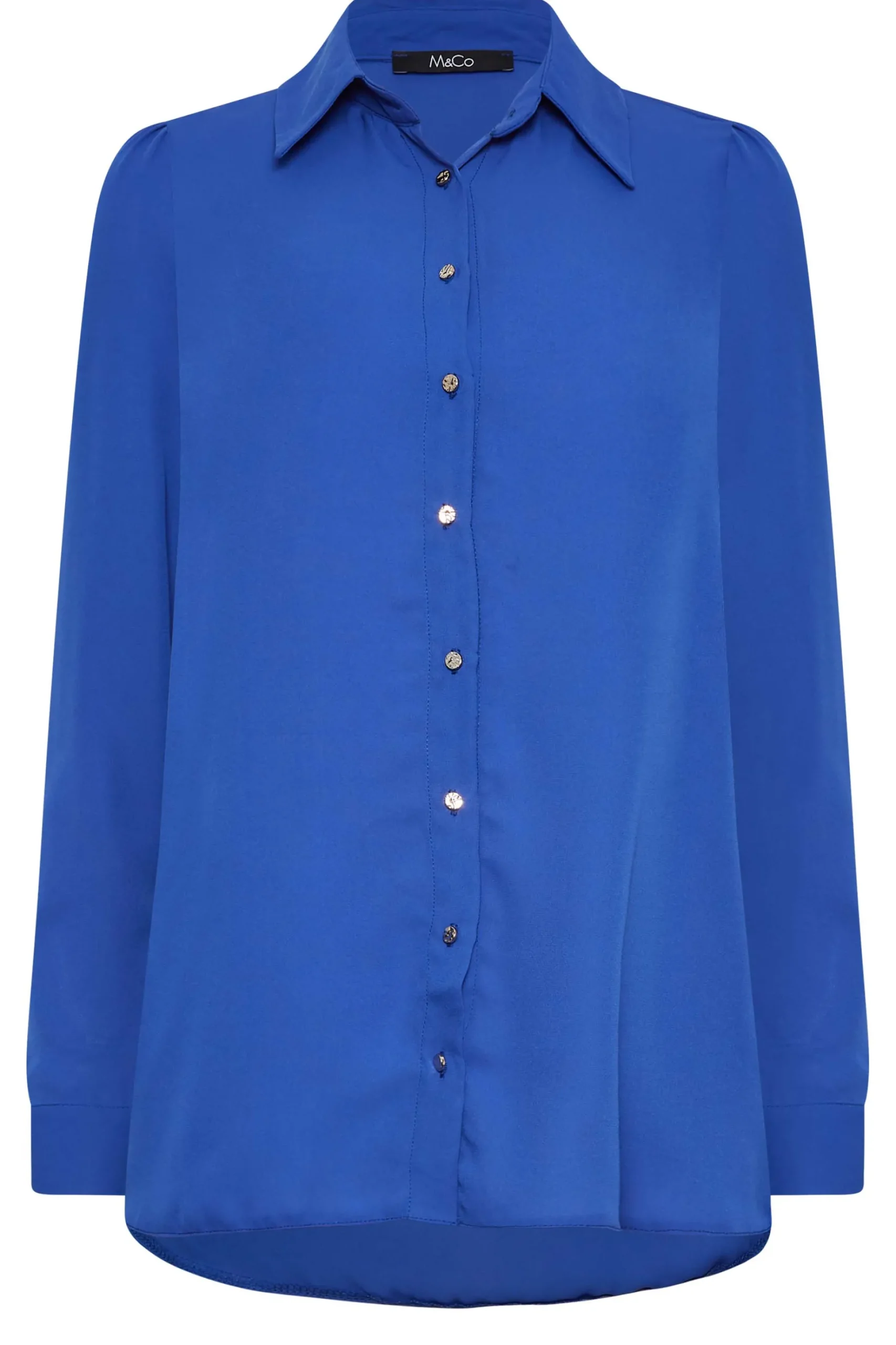 M&Co Womens M&Co Cobalt Blue Button Through Tunic Shirt