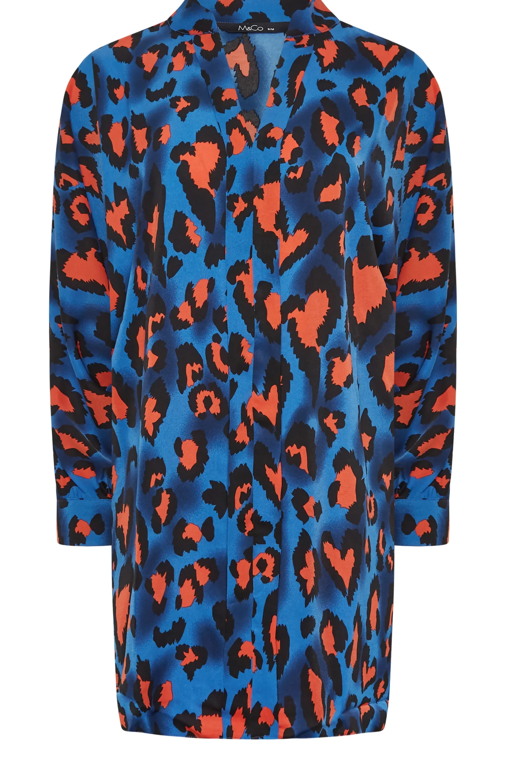 M&Co Womens M&Co Cobalt Blue Leopard Print Blouse