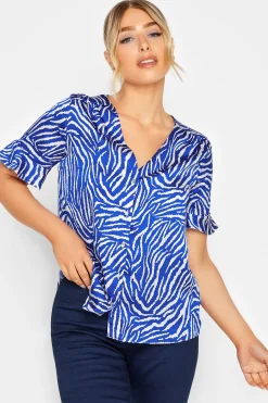 M&Co Womens M&Co Cobalt Blue Zebra Print Shirt