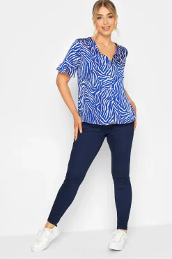 M&Co Womens M&Co Cobalt Blue Zebra Print Shirt