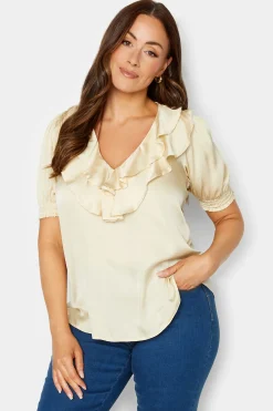 M&Co Womens M&Co Cream Frill Satin Blouse