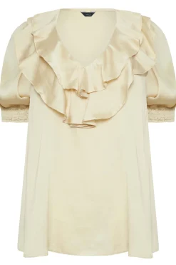 M&Co Womens M&Co Cream Frill Satin Blouse