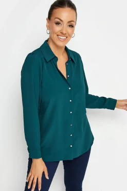 M&Co Womens M&Co Dark Blue Button Down Tunic Shirt