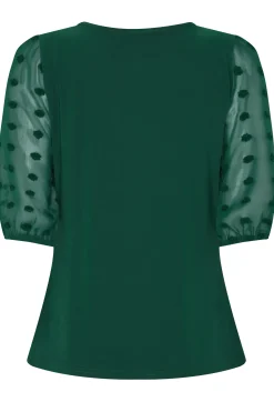 M&Co Womens M&Co Dark Green Polka Dot Short Sleeve Blouse