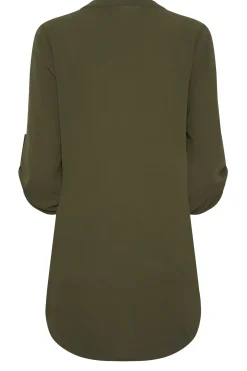 M&Co Womens M&Co Dark Green Statement Button Tab Sleeve Shirt