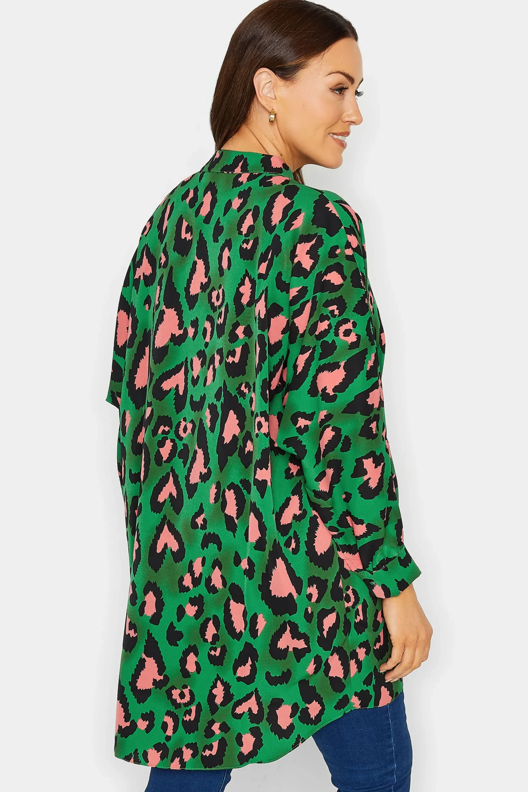M&Co Womens M&Co Dark Green Leopard Print Blouse