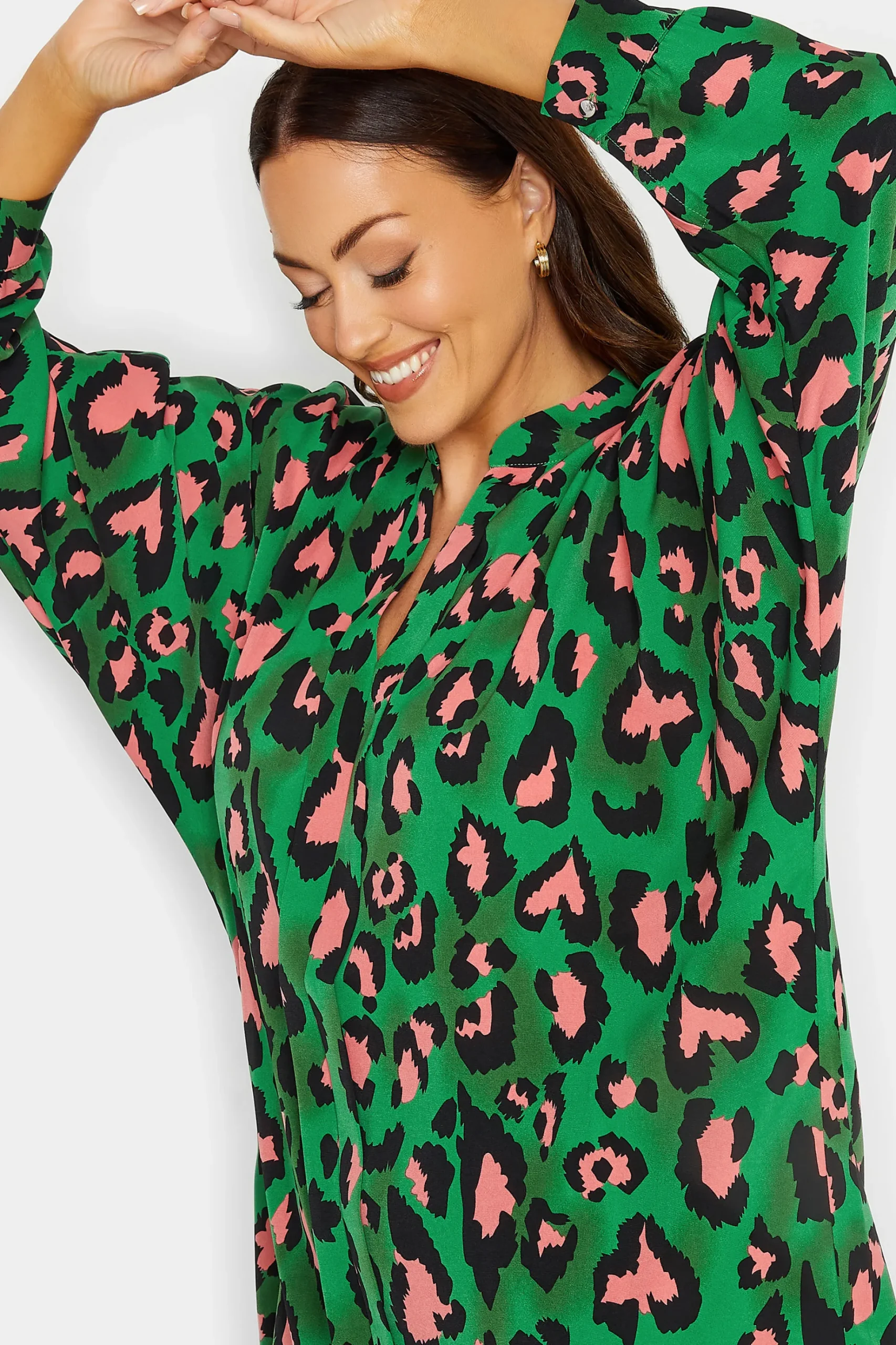 M&Co Womens M&Co Dark Green Leopard Print Blouse