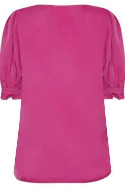 M&Co Womens M&Co Dark Pink Frill Front Blouse