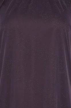 M&Co Womens M&Co Dark Purple Tie Neck Blouse