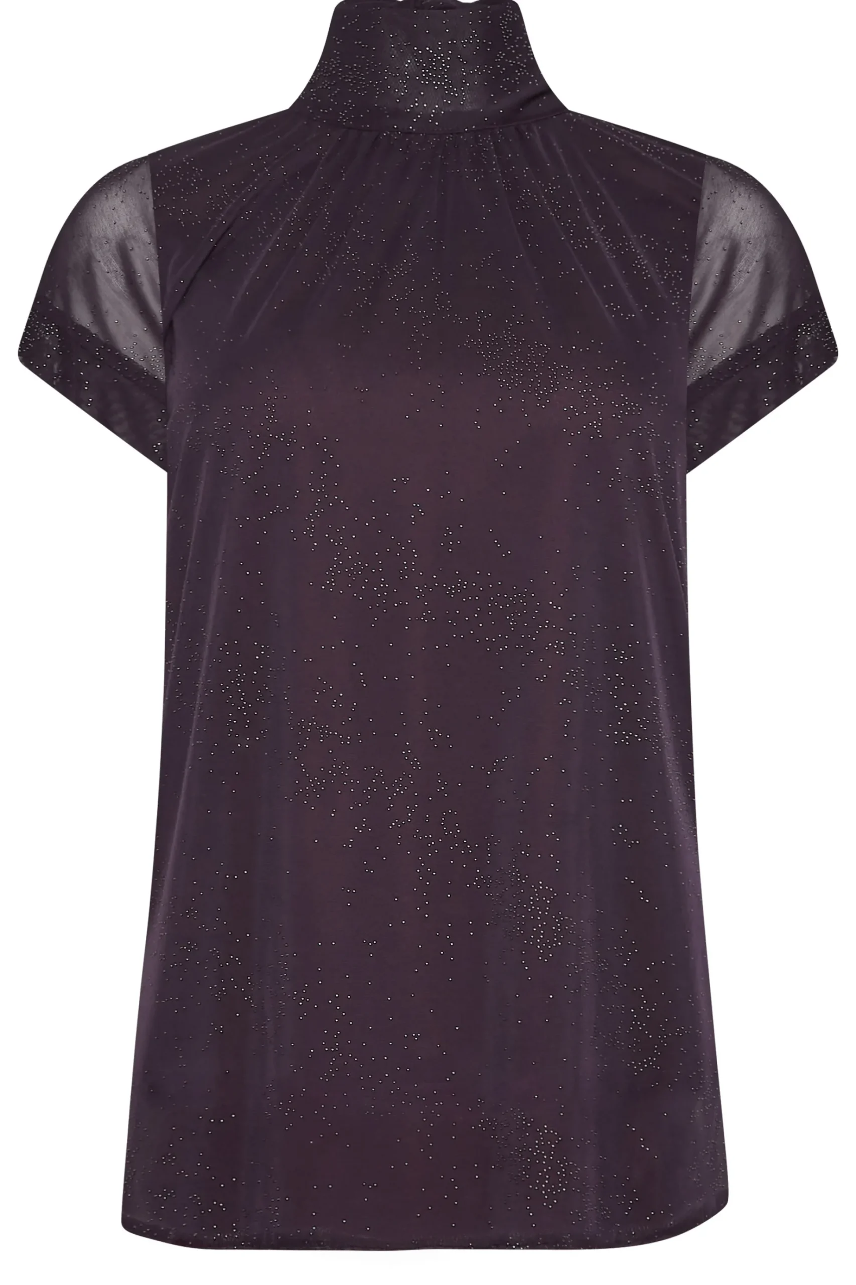 M&Co Womens M&Co Dark Purple Tie Neck Blouse