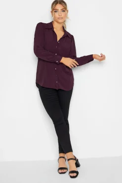 M&Co Womens M&Co Dark Purple Tie Back Tunic Shirt