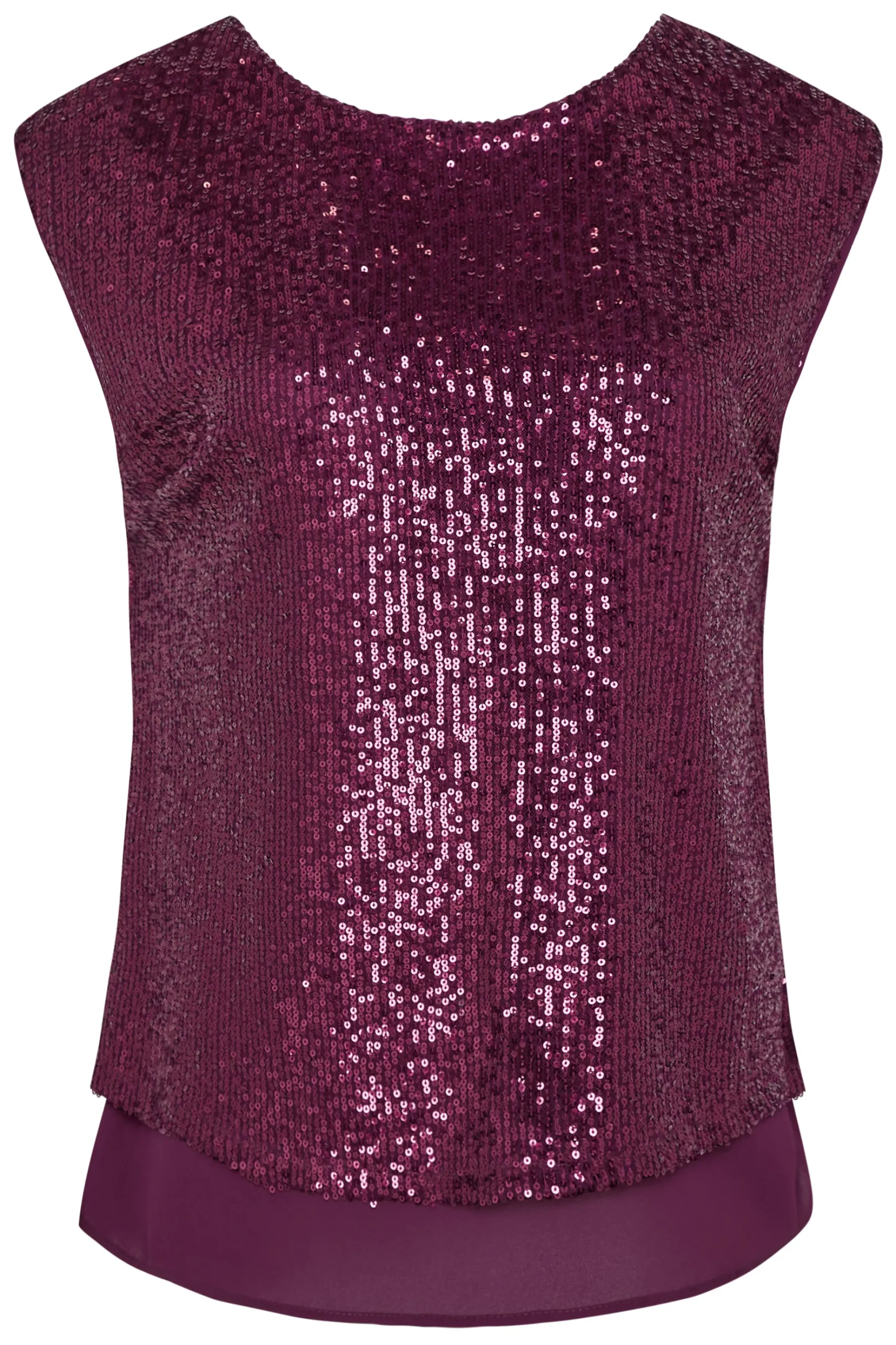 M&Co Womens M&Co Dark Purple Sequin Tie Back Top